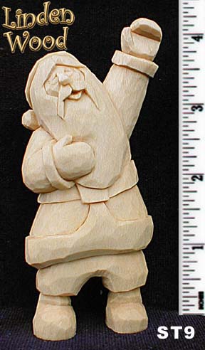 linden wood carving of a santa